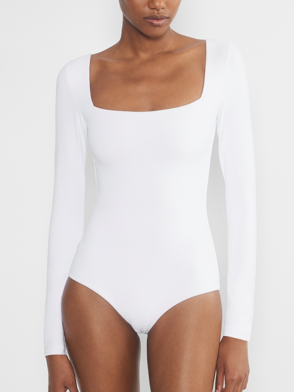Aritzia Babaton Original Contour Squareneck Long Sleeve Bodysuit Bright White XS